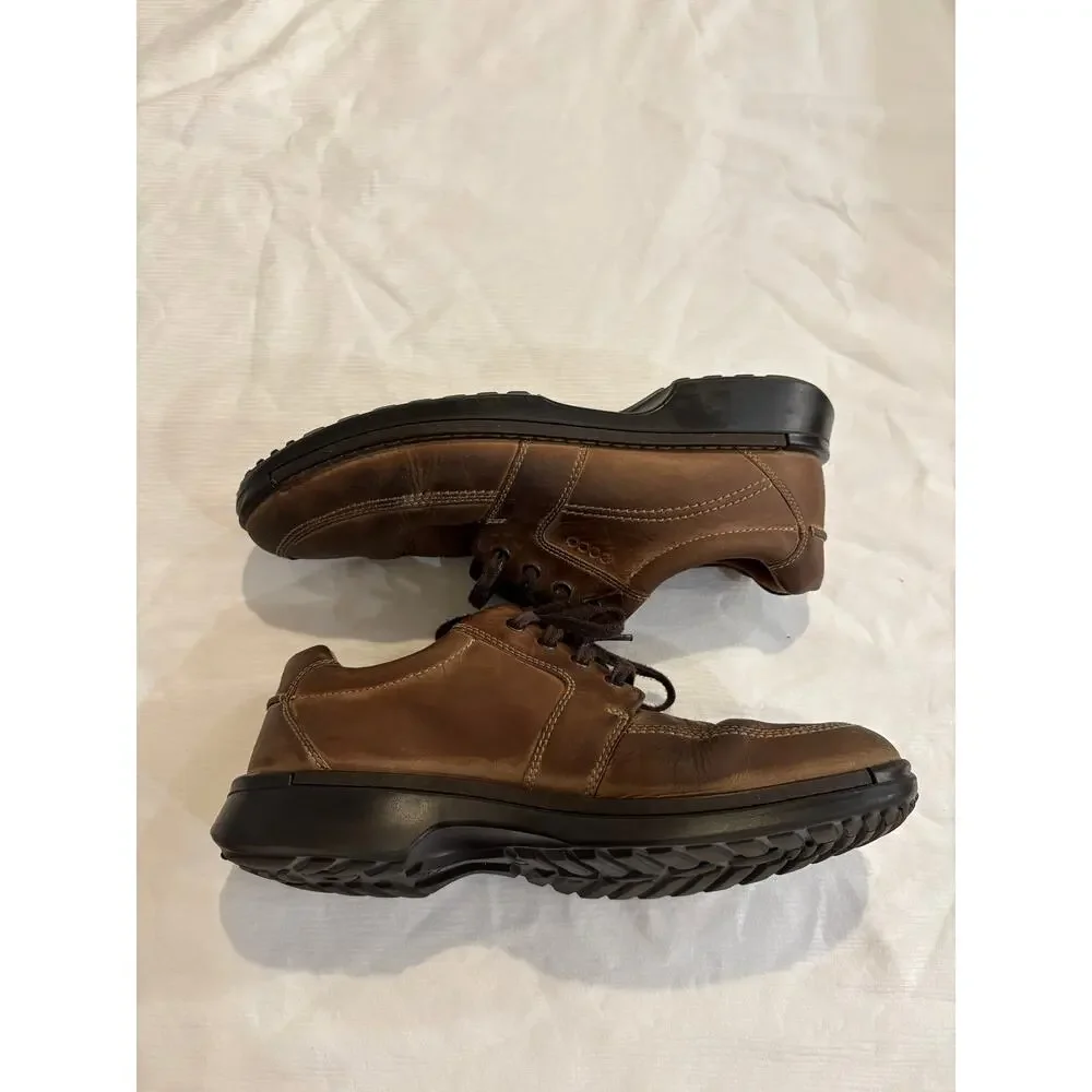ECCO Fusion II Mens 11 EU 45 Brown Leather Tie Moc Shoe Casual Oxfords Lace up